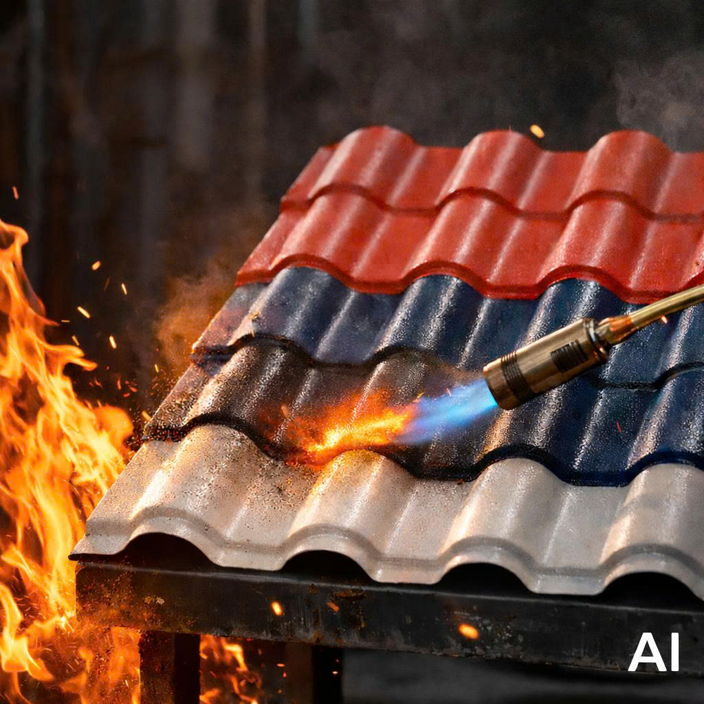 T&iacute;nh năng kh&aacute;ng lửa của t&ocirc;n ng&oacute;i nhựa &ndash; Lựa chọn an to&agrave;n cho c&ocirc;ng tr&igrave;nh